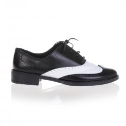 Pantofi piele naturala Serena Alb Negru - sau Orice Culoare